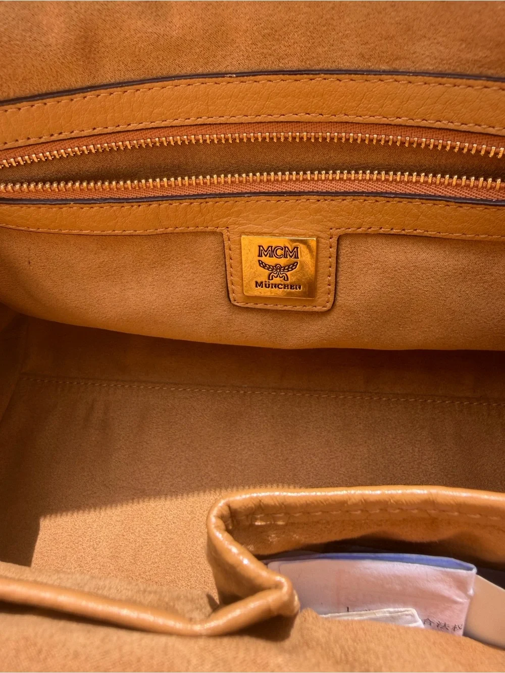 MCM Logo Mini Boston 2Way Shoulder Bag Studs Cognac Brown Auth